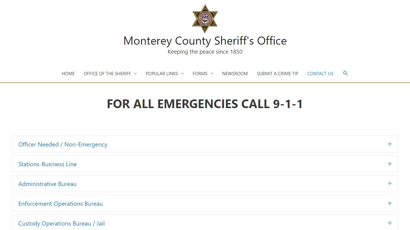 Contact Us – Monterey County Sheriff's Office