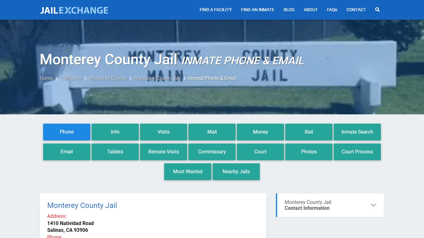 Inmate Phone - Monterey County Jail, CA - Jail Exchange