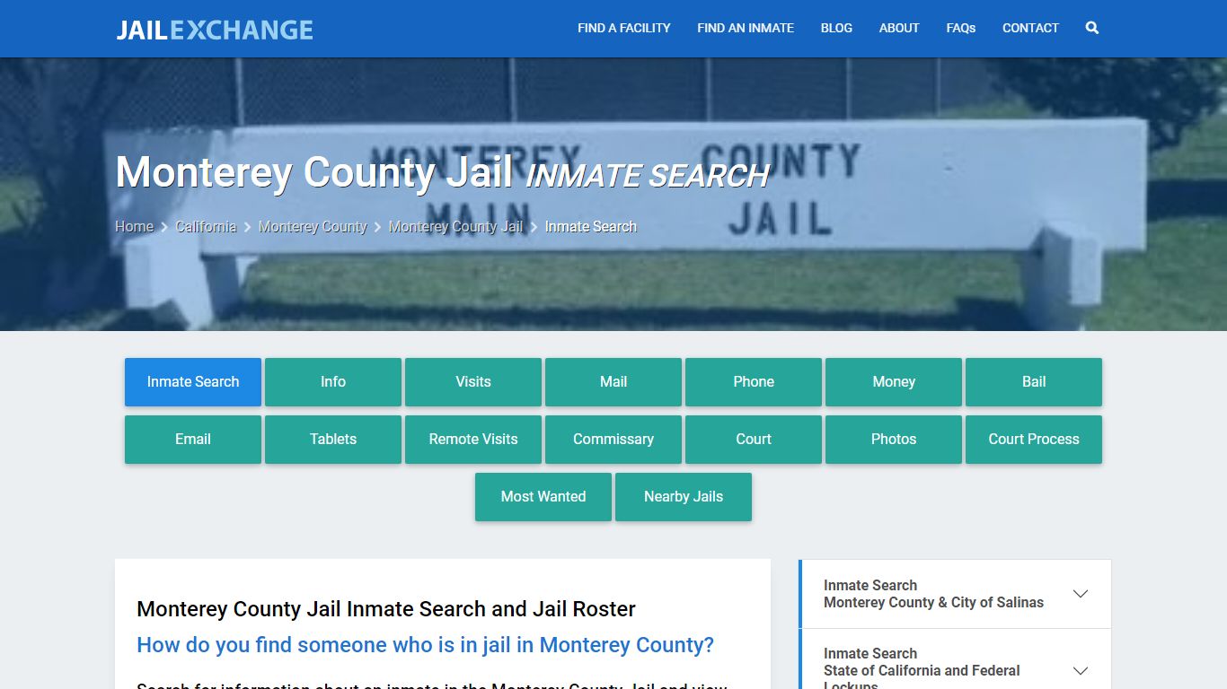 Inmate Search: Roster & Mugshots - Monterey County Jail, CA